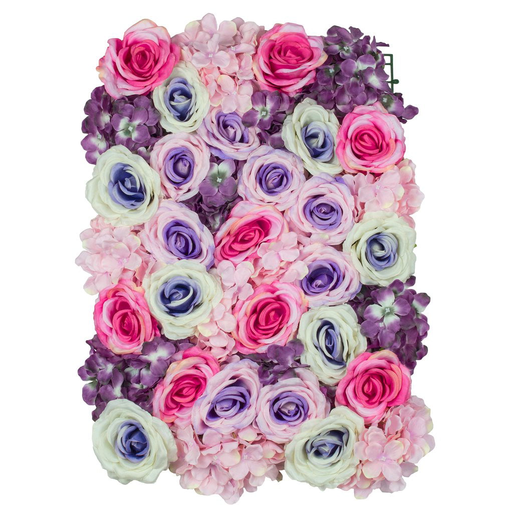 10x Silk Hydrangea Rose Flower Wall Panel Wedding Backdrop Decor Pink White 