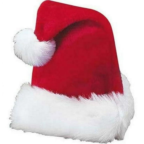 16" Traditional Red and White Plush Christmas Santa Hat - Adult Size