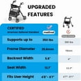 thumbnail image 3 of Matinal Foldable Rollator Walkers with Seat for Seniors, 350 lb Capacity, 8'' Big Wheels, 6-Position Height, Premium Hybrid Rolling Walker - Aluminum and Carbon Steel (black), 3 of 7