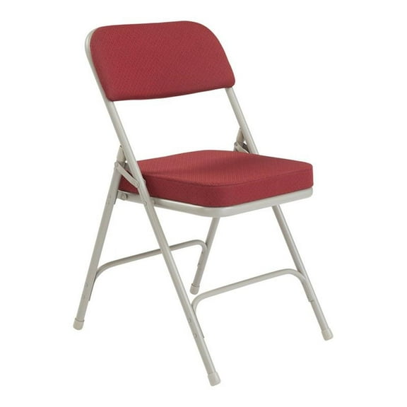 Pemberly Row 32" Fabric Upholstered Folding Chair in Burgundy Red (Set of 2)