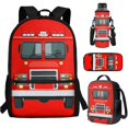 thumbnail image 7 of Jeiento Fire Truck Backpack with Lunch Box Set for Boys Girls 5-7 7-10 Kids School Bag Red Elementary Middle School Book Bag Lunchbox Pencil Case Water Bottle Holder for Kids Child Daypack, 7 of 7