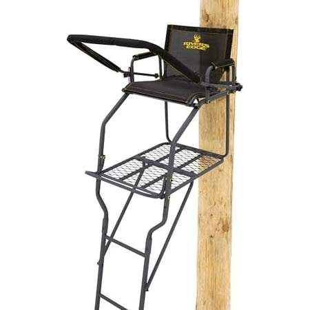 Rivers Edge® Big Timber™ 1.5 Man Ladder Stand 18'6" Height Extra-Wide Flip-Up TearTuff™ Mesh Seat Jumbo Platform Flip-Out Footrest 2-Way Adjustable Shooting Rail RE677$$Other
