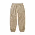 thumbnail image 6 of Cargo Pants For Men, Pants for Men Straight Leg Linen Pants Elastic Waist Drawstring Trousers Casual Beach Bussiness Dress Loose Fit Pant with Pockets Khaki XXXL, 6 of 8