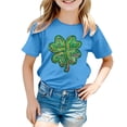 thumbnail image 4 of Baby Girl Shirts Irish Shamrock Clover Comfortable Short Sleeve Kid St. Patrick's Day Blouse Tops T-Shirts Toddler To Big Kid 3-4 Years, 4 of 4