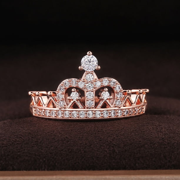Fiudx Anillo de Propuesta de Dama con Temperamento Elegante, Anillo de Cobre, Talla 5-10