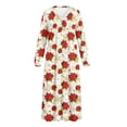 thumbnail image 5 of SEANATIVE Women's Housecoat Soft Cozy Sleepshirt Button Front Nightshirt Long Sleeve Indoor Home Bedroom Dress Long Length Sleepwear, XL, Poinsettia Floral Snowflake Star, 5 of 7