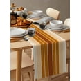 thumbnail image 6 of Burnt Orange Ombre Stripe Table Runner Cotton Linen 48 Inch Holiday Dresser Scarves, Farmhouse Striped Gradient Tablerunner for Kitchen Coffee Dining Bedroom Living Room Dinner Scarf Décor 13''x48'', 6 of 9