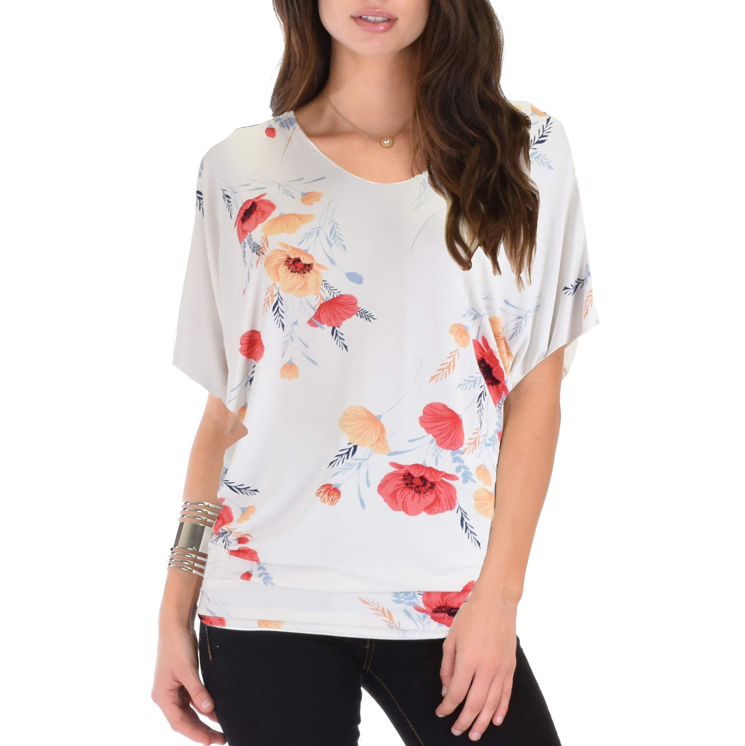 ToBeInStyle Women's Dolman Sleeve Tunic – Short Cuffed, Round Neck | Relaxed Fit Tops