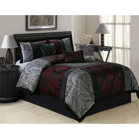 Unique Home Shangrula 7 Piece Comforter Bed in a Bag Ruffled Clearance Bedding Set Fade ...