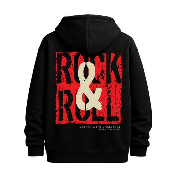 Rock & Roll Hoodie hoodies music men graphic hoodies black Comfy Loose Drawstring Trendy Hooded Pullover autumn guitar Unique Design Unisex Shirt Graphic tshirts
