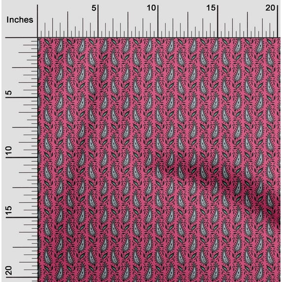 oneOone Cotton Flex Fabric Leaves & Paisley Block Fabric Prints By Yard 40 Inch Wide