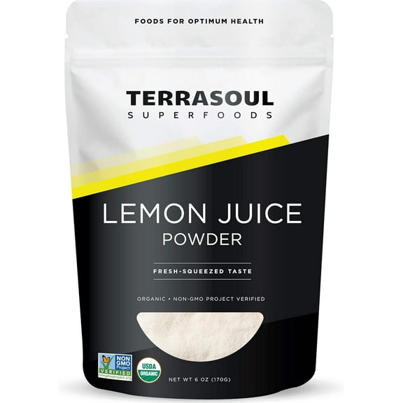 Terrasoul Superfoods Organic Lemon Juice Powder, 6oz - Perfect for Beverages, Smoothies, Baking & Cooking