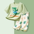 thumbnail image 2 of Boys Outfits Dinosaur Print Short Sleeve Crew Neck T-Shirt Top And Trousers 2 Piece Loungewear Boys' Clothing Sets Size 18-24 Months, 2 of 3