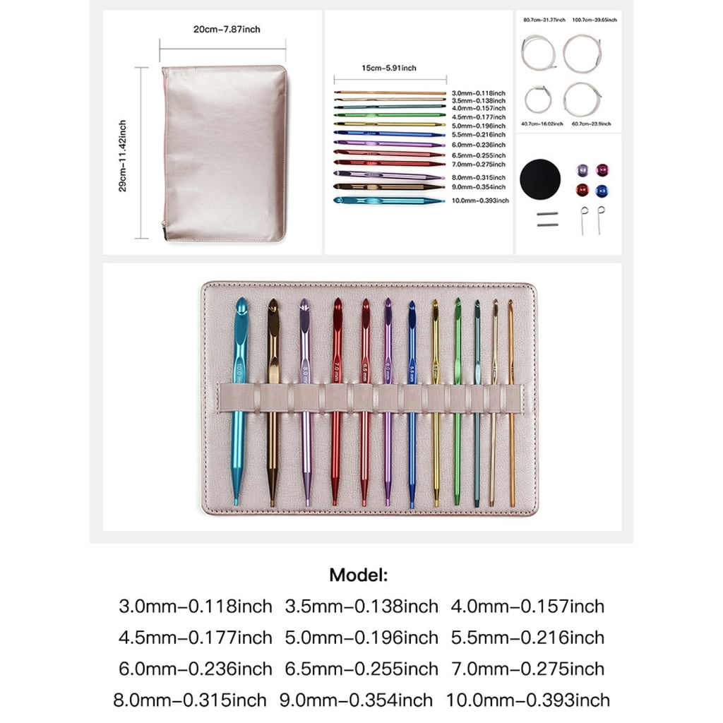 12Pieces Crochet Hook Set Ergonomic Handle Portable Storage Case For Knitting Craft Projects