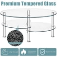 thumbnail image 6 of Yardi Yard Modern Oval 2-Tier Tempered Glass Coffee Table with Storage Side Shelf and Metal Legs for Living Room Clear, 6 of 10