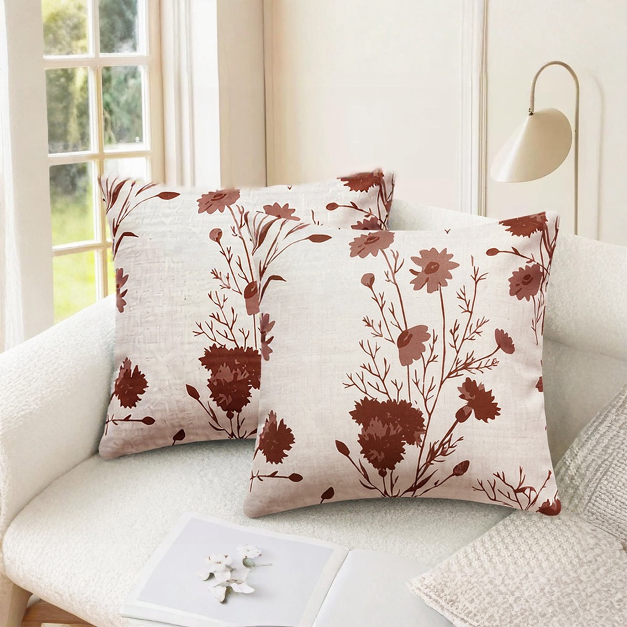 Unique Bargains 2 Pcs Floral Decoration Throw Pillow Cover Flower-2 18" x 18"