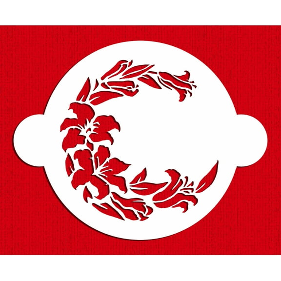 Designer Stencils C302 Lily Round Stencil, Beige/semi-transparent