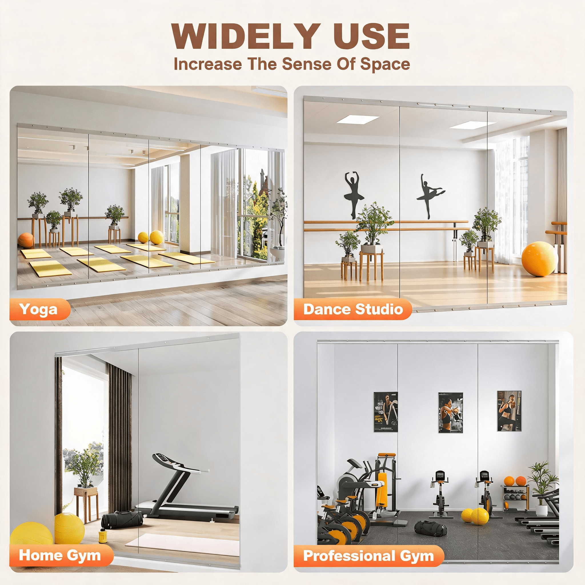 2-Piece 71x32-Inch Home Gym Mirror with HD Tempered Glass, Large Full Length Mirror and Fitness Mirror for Yoga Garage Dance Studio, Silver
