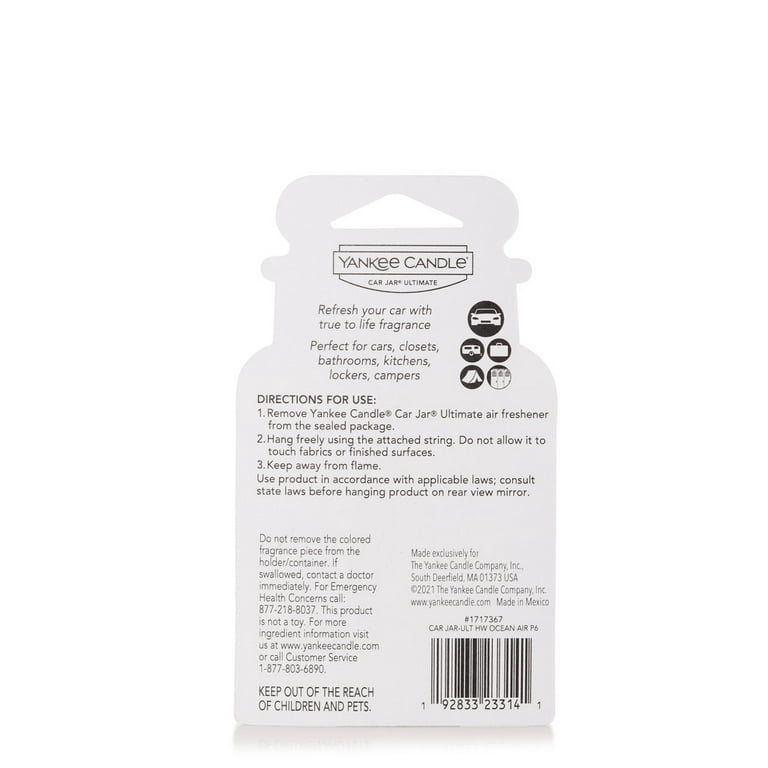 Yankee Candle Car Jar Ultimate Auto & Home Odor Neutralizing Air Freshener, Clean  Cotton (Pack of 3) by GOSO Direct