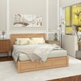 thumbnail image 4 of Queen Size Wood Platform Bed with Underneath Storage and 2 Drawers, Wood Color, 4 of 16