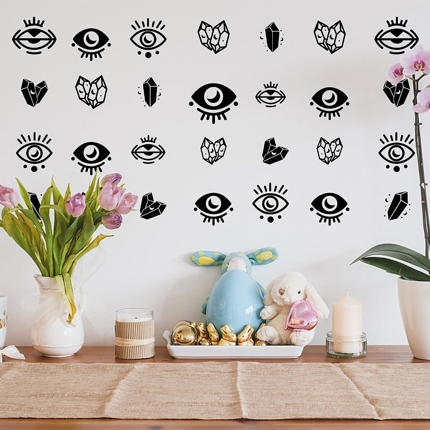 PVC Wall Stickers for Home Living Room Bedroom Decoration Eye/Pillar Pattern Black Mixed Patterns 300x800mm