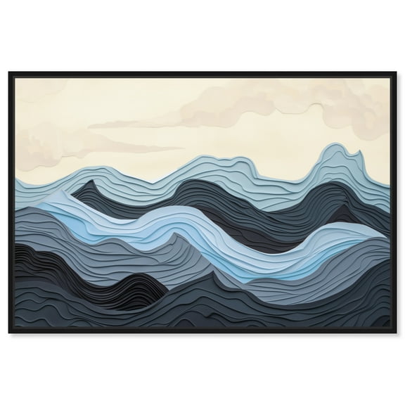 Waverly Blue Abstract Wall Art Canvas Wall Art by Art Remedy, Black Floater Frame, 16" x 11"