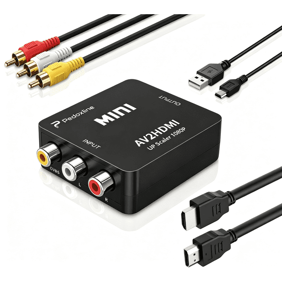 AV to HDMI Converter RCA to HDMI Adapter Sets, Composite to HDMI Adapter Support 1080P PAL/NTSC Compatible with PS one, PS2, PS3, STB, Xbox, VHS, VCR, Blue-Ray DVD Players