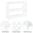 thumbnail image 3 of Alden Design 3 Tier Wooden X-Design Console Table with Storage Shelves, White, 3 of 7