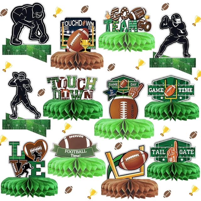 MZ.ogm Centros de mesa de fútbol para mesa Decoraciones de mesa Super Bowl Decoraciones de fiesta de cumpleaños Tema de fútbol/Superbowl 2022 Mesa Super Suministros