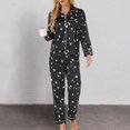 thumbnail image 2 of Tnhcen Women's Moon Star Print Sleepwear Set - 2-Piece Long Sleeve Button-Up Shirt with Elastic Waist Pants | Soft Stretchy Cozy Pajamas for Women S-XL, 2 of 6