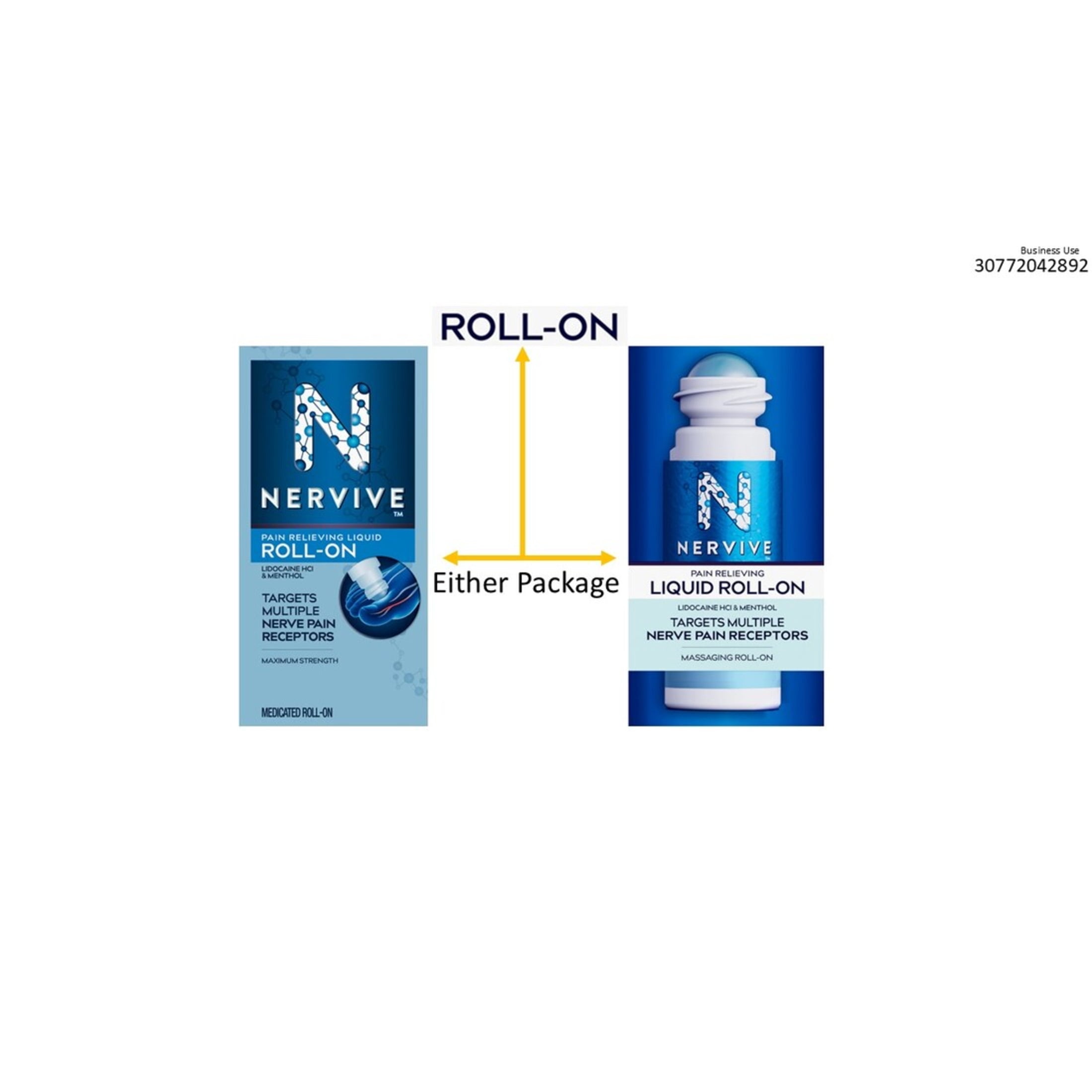 Nervive Pain Relieving Roll On, Max Strength Topical Pain Relief, 2.5 oz