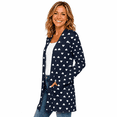 thumbnail image 2 of Women's Plus Size Navy Heart Print Cardigan, Long Sleeve Open Front Tunic with Pockets, 2 of 8