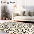 thumbnail image 2 of ODIKA 2'x3' Machine Washable Non-Slip Area Rug, Enchanted Botanical Vine Scrollwork Luxurious Decorative Embellished High Traffic Rug with Pad, Beige, 583256, 2 of 8