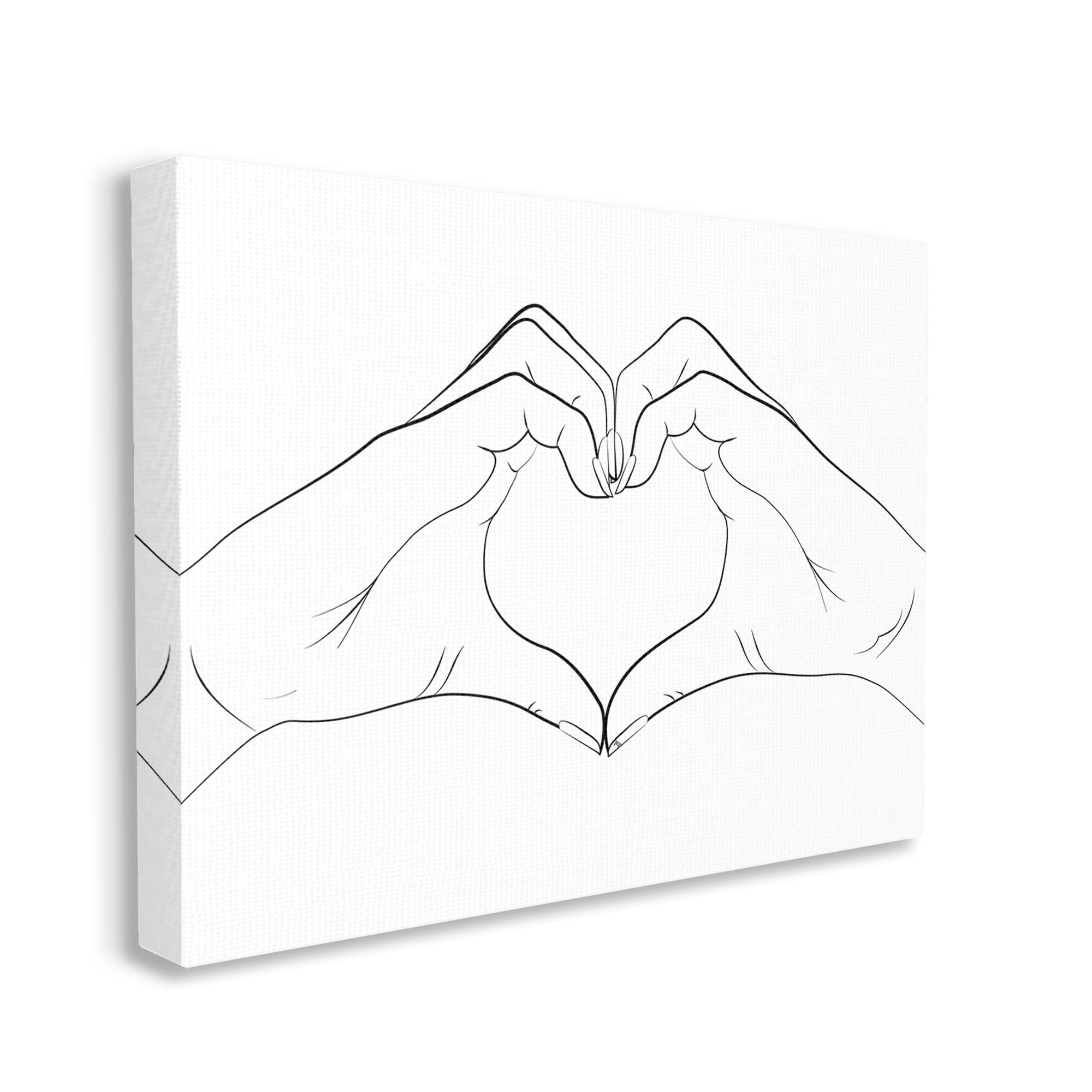 Stupell Industries Heart Shape Hands Typography Painting Gallery Wrapped Canvas Art Print Wall Art, 30 x 24