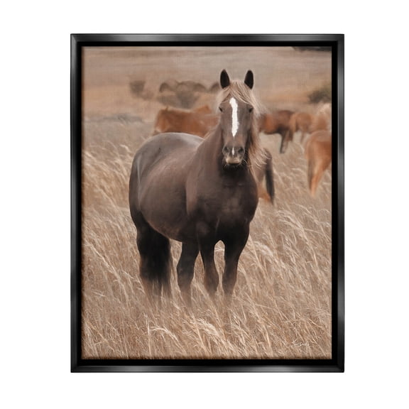 Stupell Industries Hazy Day Horse Animals & Insects Photography Black Floater Framed Canvas Art Print Wall Art, 17 x 21