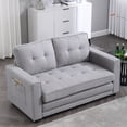 thumbnail image 3 of GEXPUSM 55" 3-in-1 Folding Sofa Bed with Side Storage Pockets, Modern,Double Futon Sofa,Gray, 3 of 5