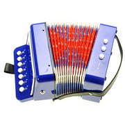 PowerTRC Children's Ten Keys Accordion Toy And Ensemble Percussion Musical Instrument For Early Childhood Teaching (Blue)