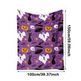thumbnail image 4 of XINGXIANG Halloween Flannel Throw Blanket - Purple Cat Pumpkin Bat Print, Cozy Cat Throw for Bed or Couch, 59x39in Cat Throw Blanket, 4 of 5