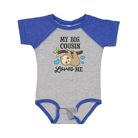

Inktastic My Big Cousin Loves Me with Sloth and Hearts Gift Baby Boy or Baby Girl Bodysuit
