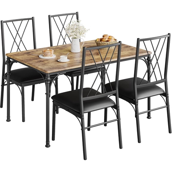 TrailBlaze Dining Table Set for 4, Rectangular Wood Dinette Set with 4 Chairs, 5-Piece Kitchen Table and Chairs, Space-Saving Breakfast Nook Table Set for Small Space, Apartment (Vintage)