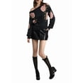thumbnail image 3 of Women'S Vintage Floral Sweater Boat Neck Long Sleeve Knit Casual Pullover Tops Black S, 3 of 9