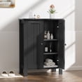 thumbnail image 3 of ASJMR Farmhouse Bathroom Floor Cabinet with 2 Doors, Modern Storage Freestanding Organizer Cabinet with Adjustable Shelves, Small Bathroom Cabinet for Kitchen/Bathroom/Living Room, Black, 3 of 9