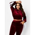 thumbnail image 3 of Rebdolls Women's Plus Velour Striped Joggers - Purple - Small, 3 of 5