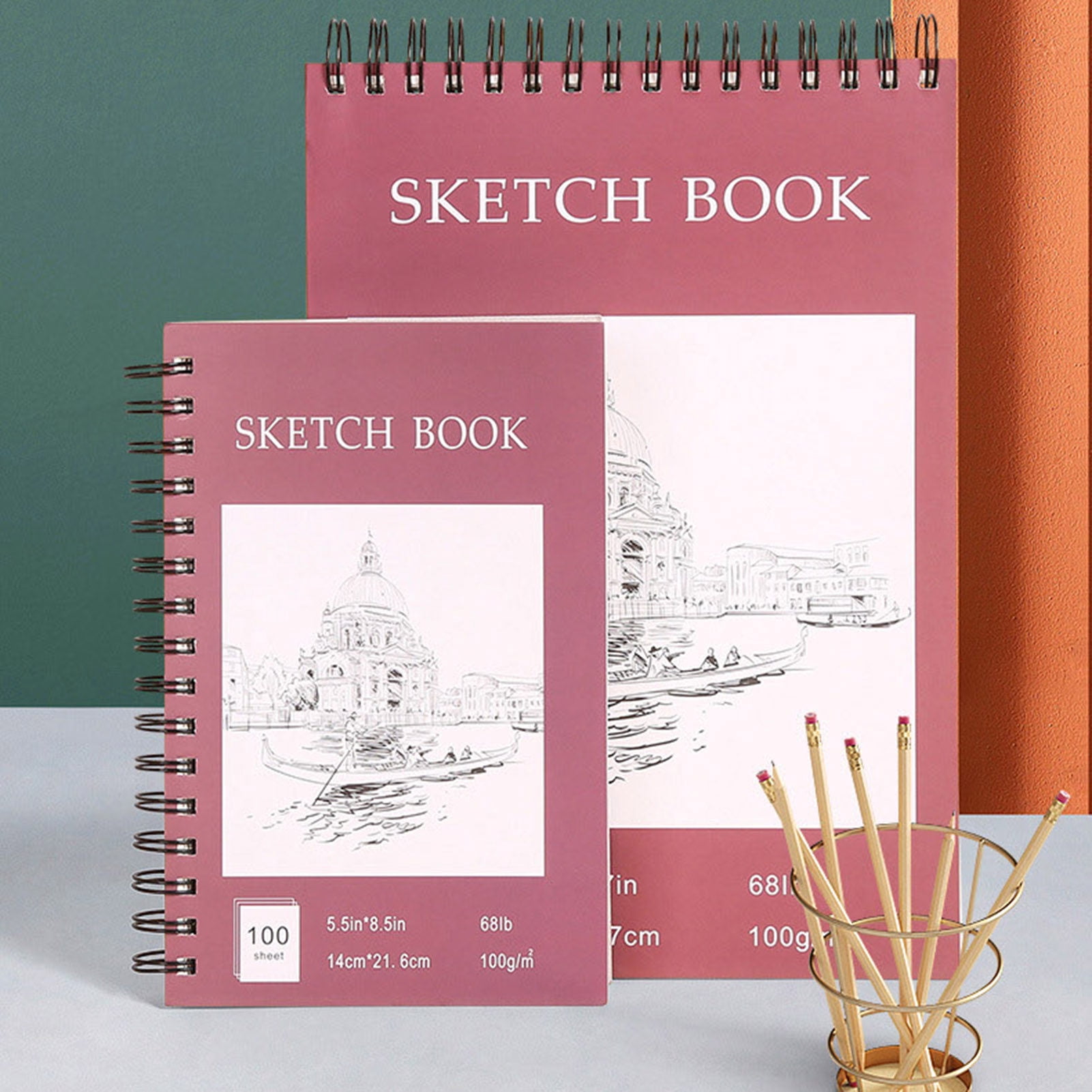 Homerr Acid-free Paper Sketchbook Spiral Bound Sketchbook A4 Hardcover Sketch Book - Spiral Bound, 100 Sheets, Acid-Free for Art Students