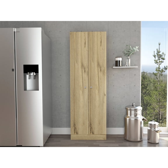Multicolor Double Door Storage Cabinet with Five Shelves Ideal for Dining Room and Garage