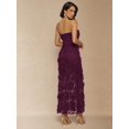thumbnail image 2 of Maroon 3D Floral Lace Strapless Sheath Maxi Dress For Evening, 2 of 21