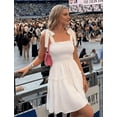 thumbnail image 6 of Women's Summer Spaghetti Strap Sleeveless Square Neck Ruffle A Line Swing Mini Dress, 6 of 6