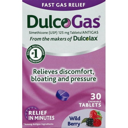 DulcoGas Chewable Tablets, Wildberry 30ct