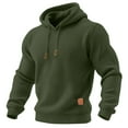thumbnail image 2 of Waffle Knit Hoodies for Men Pullover Comfy Athletic Hooded Sweatshirt Outdoor Travel Hoodie Sweatshirts Army Green M, 2 of 4