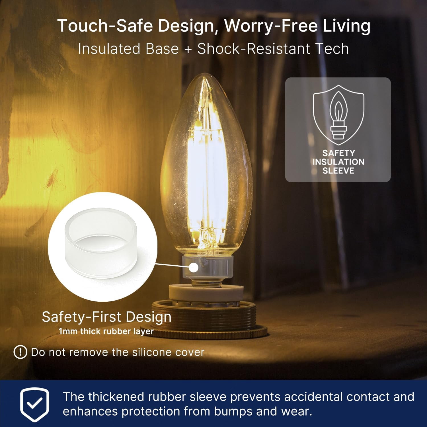 JJEAN-60W Equivalent LED Chandelier Light Bulbs, Dimmable LED B11 E12 Candelabra Base Bulbs, 3500K Natural White, 550LM, 6 Pack UL,CA65 Listed.